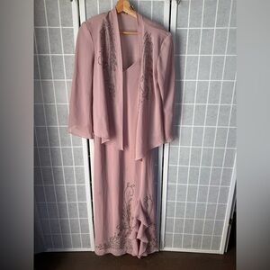 R & M Richards Blush Pink Dress and Jacket Set, Size 14.